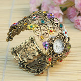 Women's Fashion Rhinestones Bracelet Watch Retro Style Wrist Watch Steel Watch