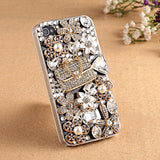 Zircon Bag Flower Pattern Transparent Hard Case Cover for iPhone 4/4S/5/5S/5C