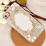 Deluxe Flower Pattern Hard Back Case with Mirror  for iPhone 4/4S/5/5S