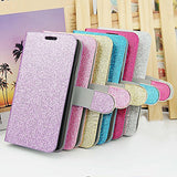 Fantastic Rhinestoned Shimmer Folding Design Leather Case For Samsung Galaxy S5