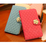 Elegant PU Leather Case Cover For Samsung Galaxy Note2/Note3 with Rhinestone Camellia Design