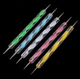 5x 2way DOTTING Pen Marbleizing Tool Nail Art Dot Paint 515