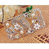 Zircon Bag Flower Pattern Transparent Hard Case Cover for iPhone 4/4S/5/5S/5C