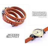 Punk Retro Fashion Bracelet Watch Cowhide Roman Rivet Watch