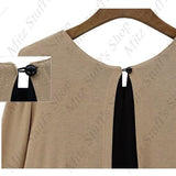 Long Sleeve Fake Two Piece Chiffon Spliced Sweater Pullover Blouser Crew Neck