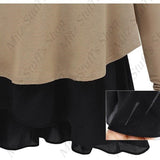 Long Sleeve Fake Two Piece Chiffon Spliced Sweater Pullover Blouser Crew Neck