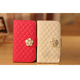 Elegant PU Leather Case Cover For Samsung Galaxy Note2/Note3 with Rhinestone Camellia Design