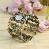 Women's Fashion Rhinestones Bracelet Watch Retro Style Wrist Watch Steel Watch