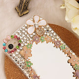 Deluxe Flower Pattern Hard Back Case with Mirror  for iPhone 4/4S/5/5S