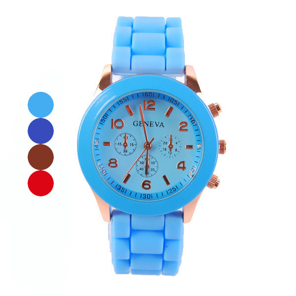 Women's Fluorescent Color Wrist Watch Silicone Band Jelly Watch