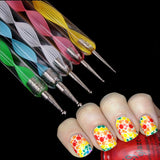 5x 2way DOTTING Pen Marbleizing Tool Nail Art Dot Paint 515