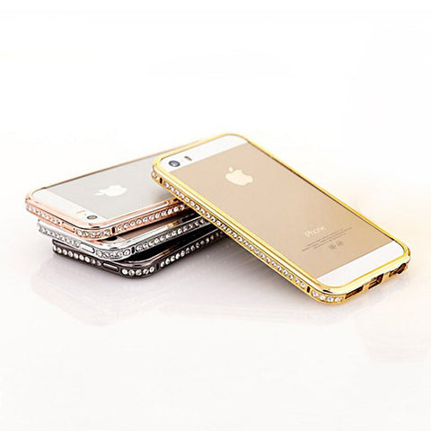 Luxury Rhinestone Frame Metal Case Cover For iPhone 4/4S/5/5S