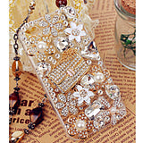 Zircon Bag Flower Pattern Transparent Hard Case Cover for iPhone 4/4S/5/5S/5C