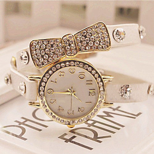 Rhinestones Decorated Wrist Watch Bracelet