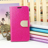 Fantastic Rhinestoned Shimmer Folding Design Leather Case For Samsung Galaxy S5