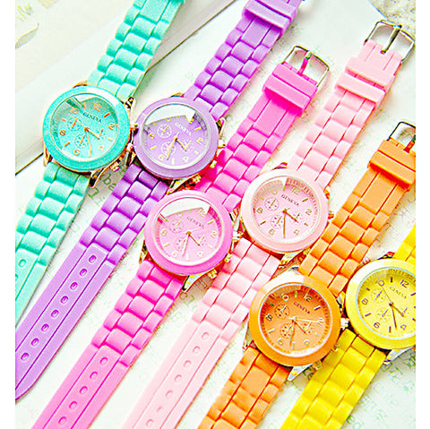 Lady Fluorescent Color Jelly Watch Ice Cream Silica Gel